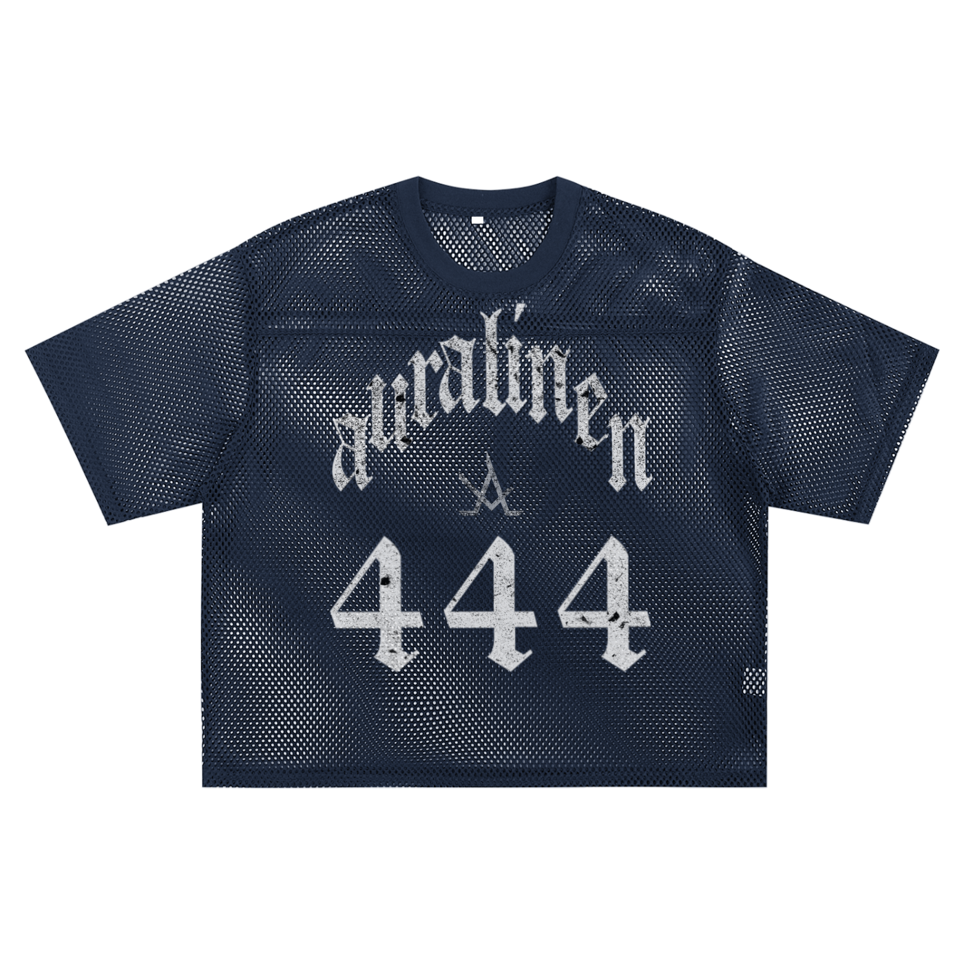 See-through Boxy Net premium unisex black mesh streetwear jersey with white graphic print