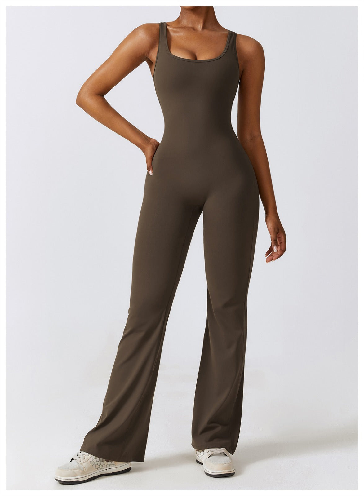 Slate Active Bodysuit – Flared Leg Jumpsuit - Aura Linen