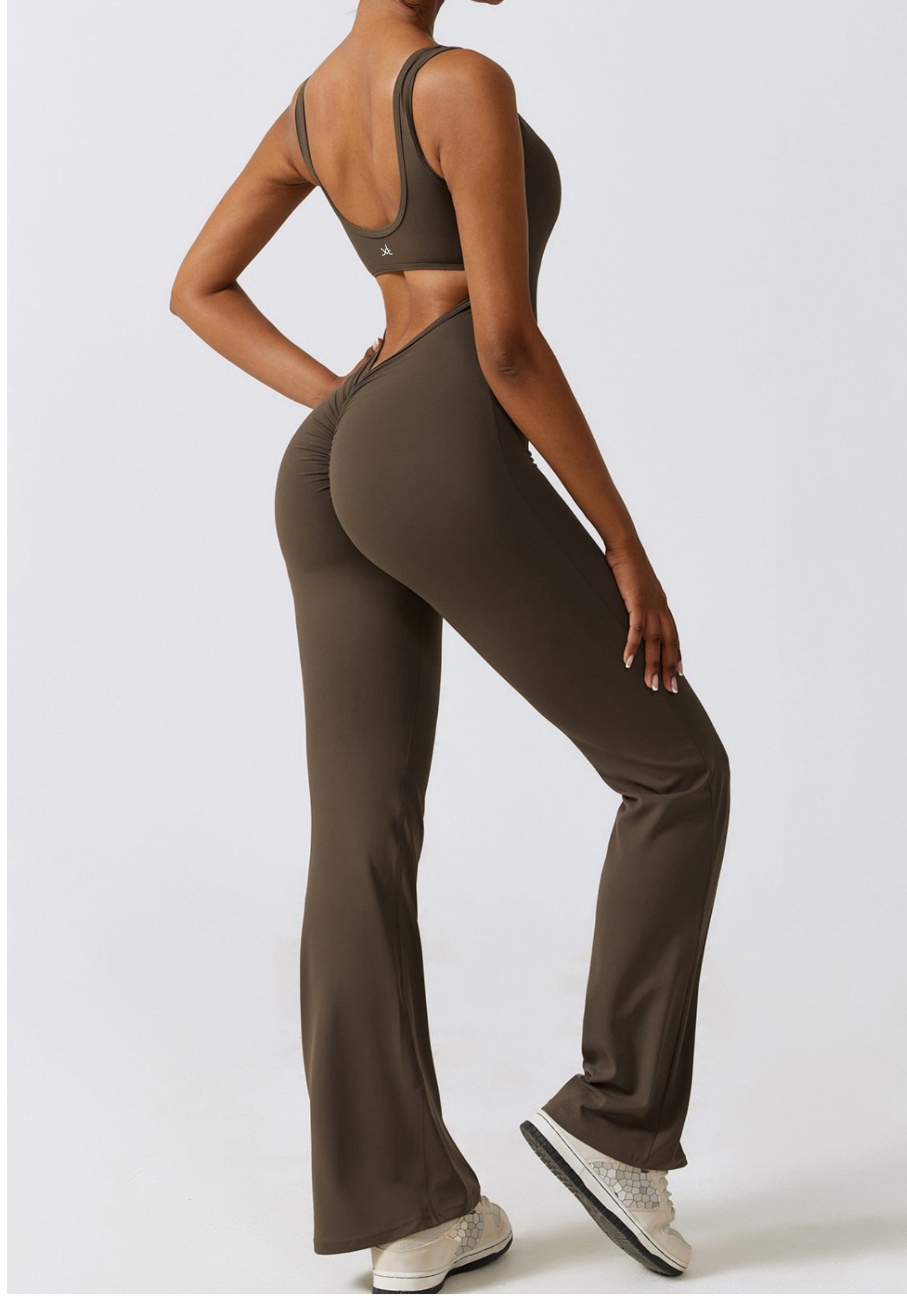 Slate Active Bodysuit – Flared Leg Jumpsuit - Aura Linen