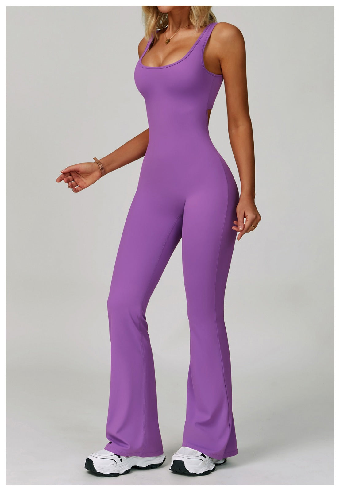 Slate Active Bodysuit – Flared Leg Jumpsuit - Aura Linen